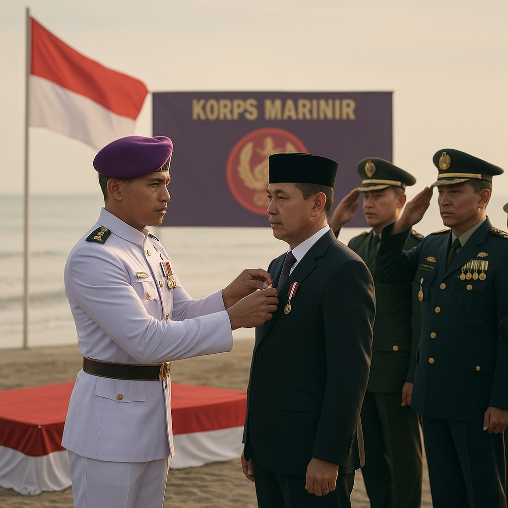 Wakil Panglima TNI dan Sejumlah Pejabat Negara Terima Warga Kehormatan dan Brevet Korps Marinir