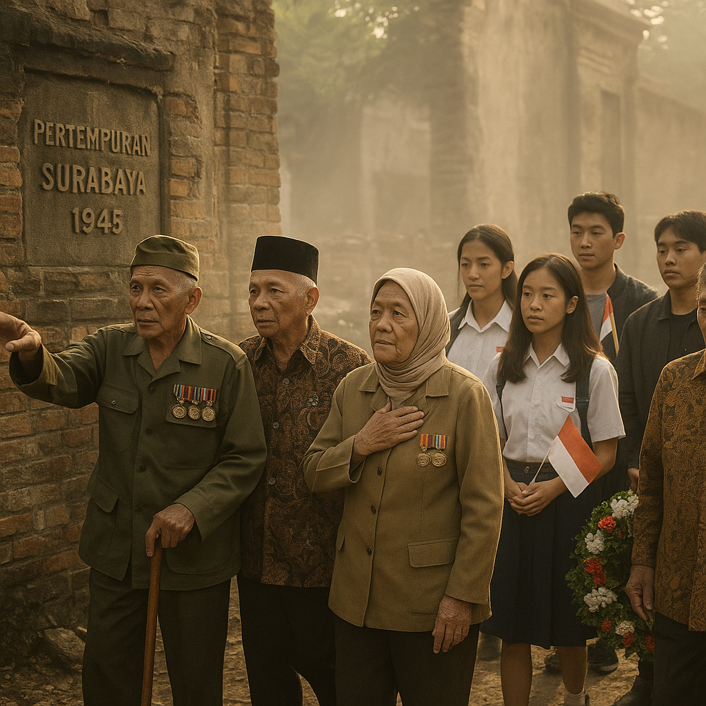 Napak Tilas Jejak Pertempuran Surabaya 1945 oleh Para Veteran dan Generasi Muda