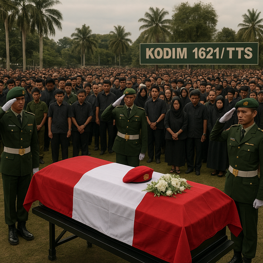 250 Pelayat Antarkan Serka Kadek Marthen, Prajurit Kodim 1621/TTS ke Peristirahatan Terakhir