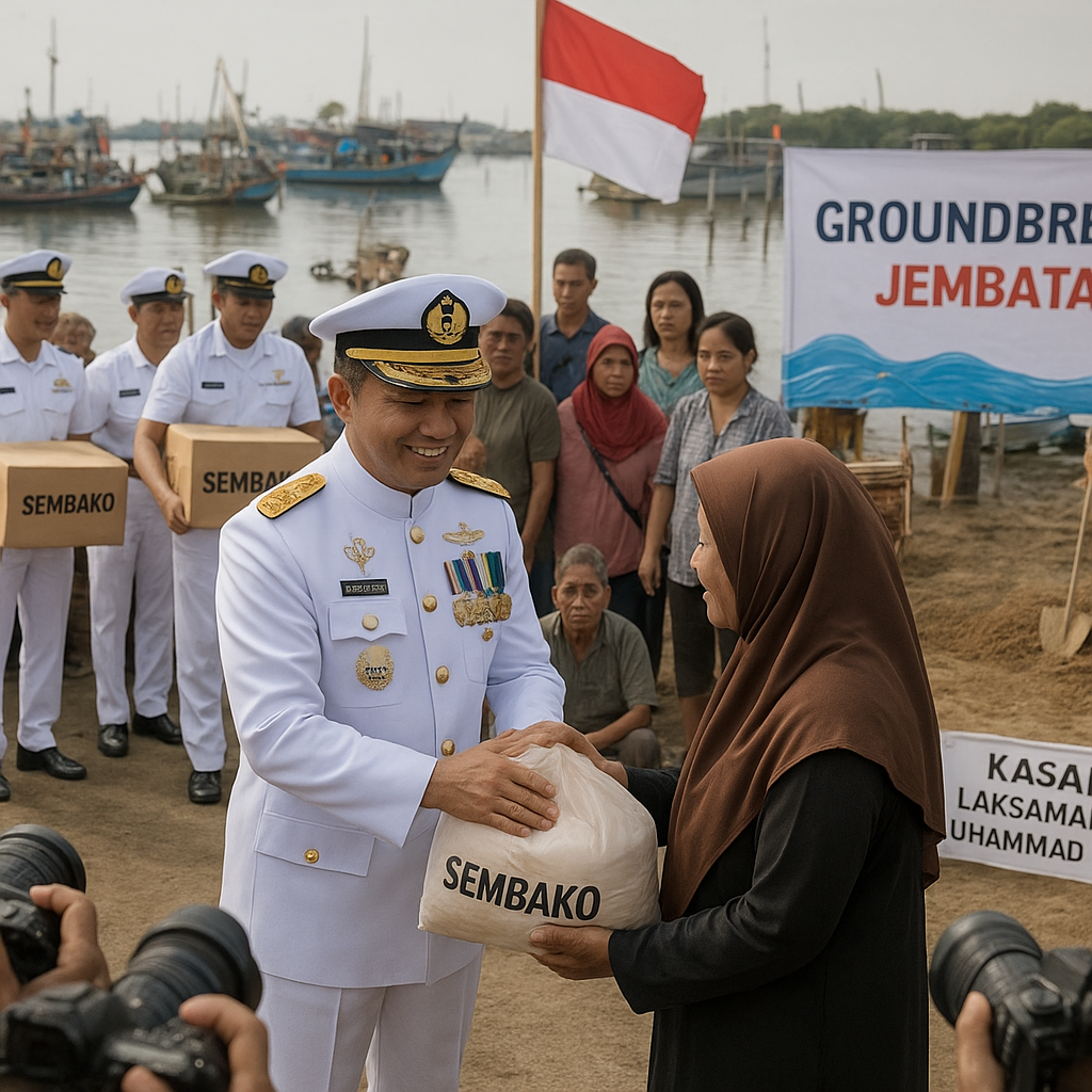 Kasal Pimpin Aksi Nasional 'Aku Cinta Laut', Bagikan 1.000 Sembako dan Bangun Jembatan