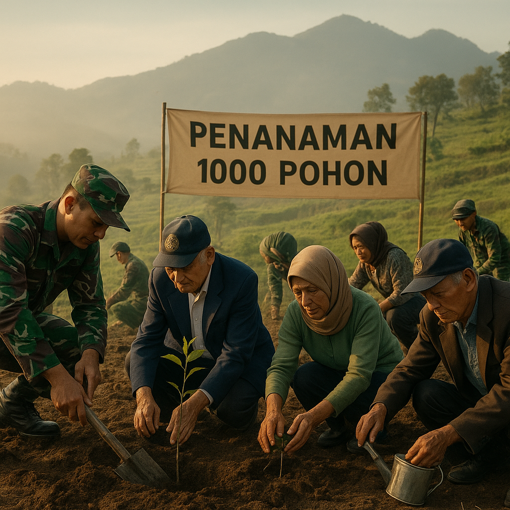 Prajurit TNI dan Veteran Tanam 1000 Pohon di Lereng Gunung Lawu, Kenang Jasa Pendiri Bangsa