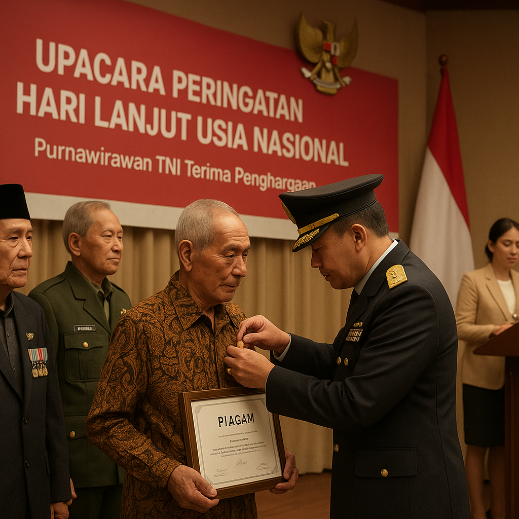 Upacara Peringatan Hari Lanjut Usia Nasional, Purnawirawan TNI Terima Penghargaan