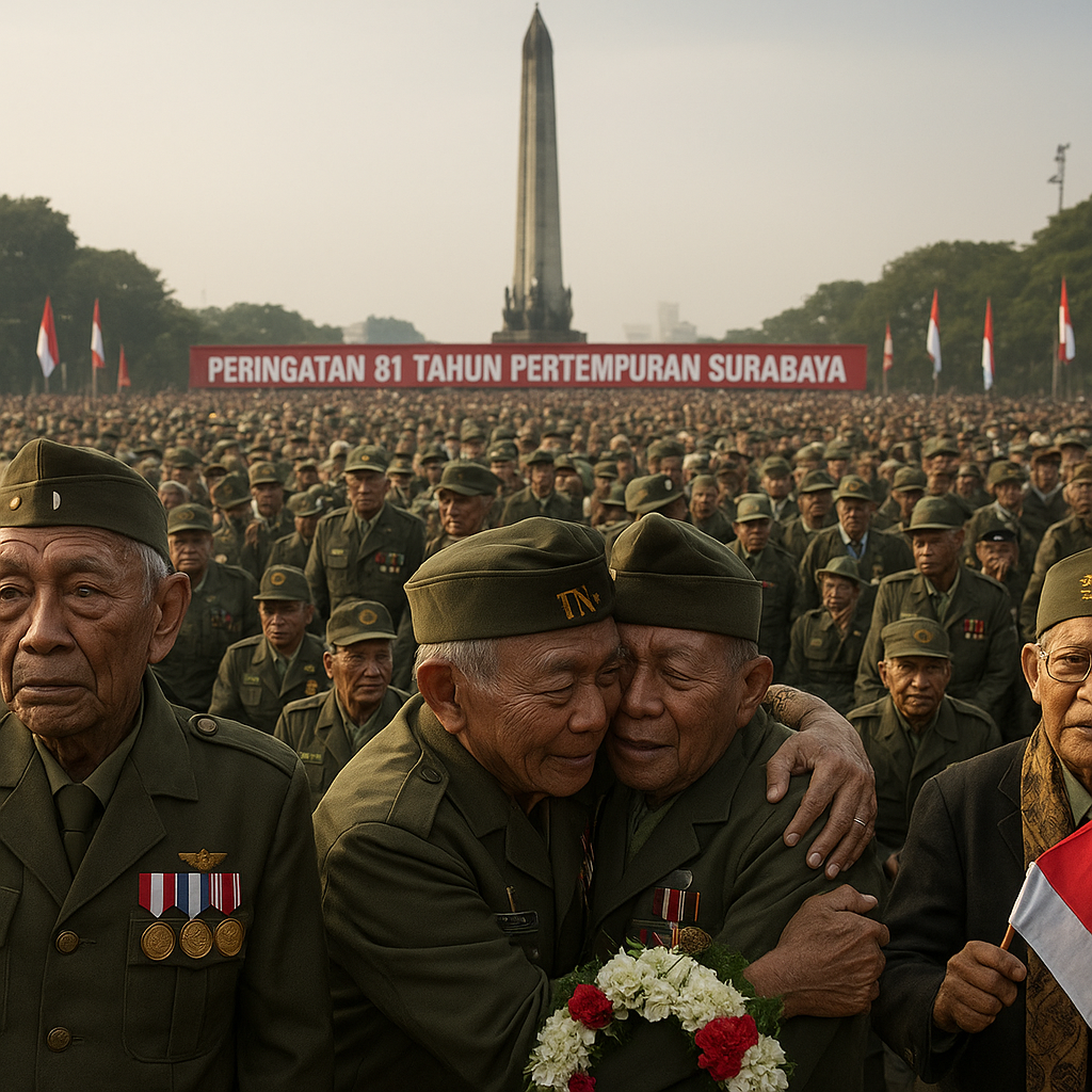 Peringatan 81 Tahun Pertempuran Surabaya: Ribuan Purnawirawan Hadiri Reuni Akbar di Tugu Pahlawan