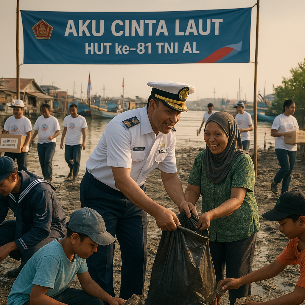 Aksi "Aku Cinta Laut" TNI AL Sambut HUT Ke-81 di Muara Angke