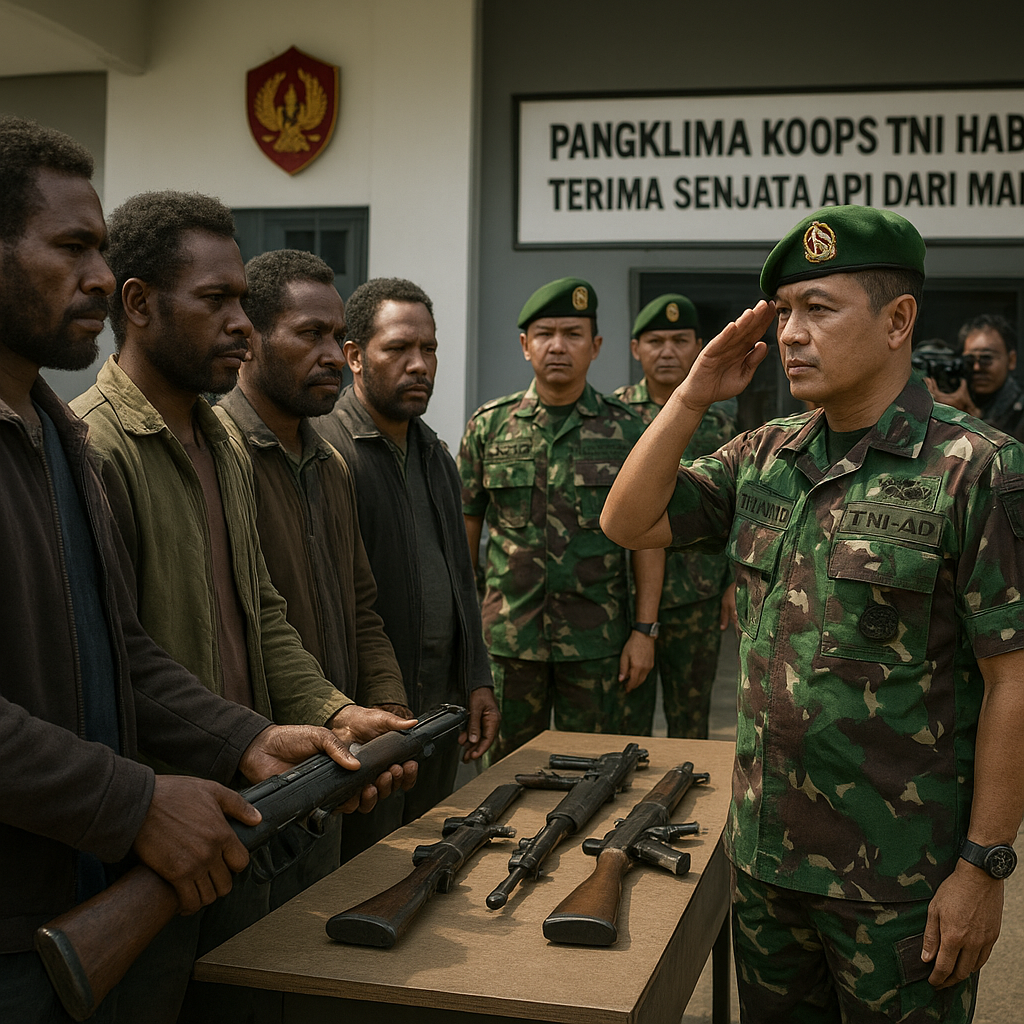Panglima Koops TNI Habema Terima Senjata Api dari Mantan Anggota OPM, Pilih Hidup Damai di Pangkuan NKRI