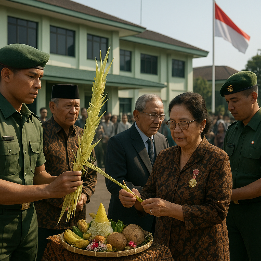 Kodim 0706/Banyumas Gelar Upacara Adat 'Ngunduh Wohing Janur' Hormati Purnawirawan