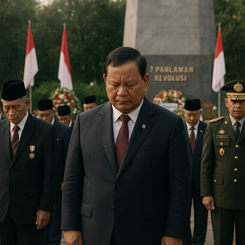 Presiden Prabowo Pimpin Khidmat Upacara Hari Kesaktian Pancasila di Lubang Buaya