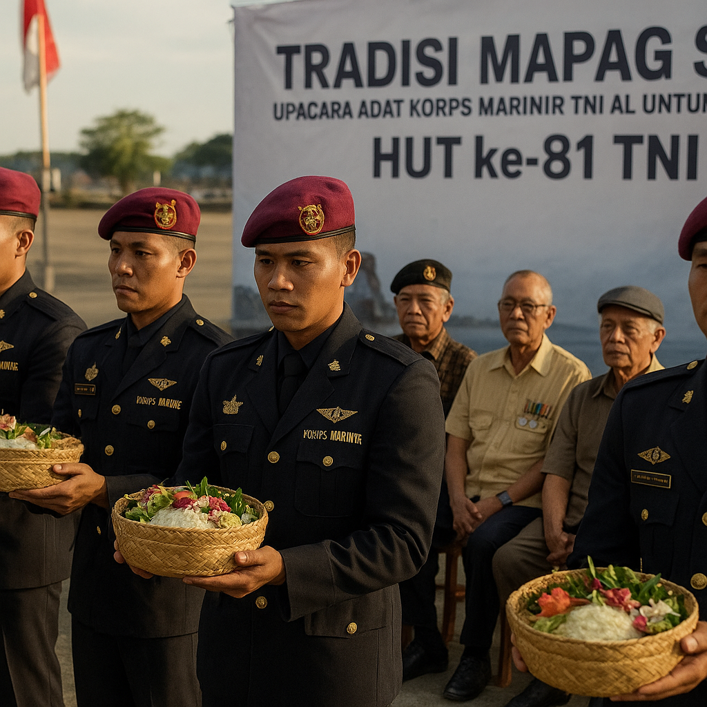 Tradisi Mapag Sri: Upacara Adat Korps Marinir TNI AL untuk Menyambut HUT ke-81 TNI