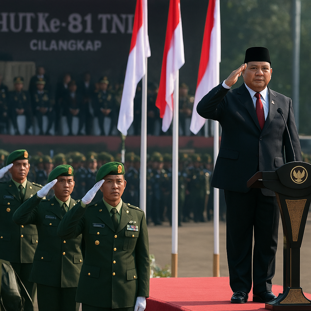 HUT ke-81 TNI: Presiden Prabowo Pimpin Upacara Khidmat di Cilangkap