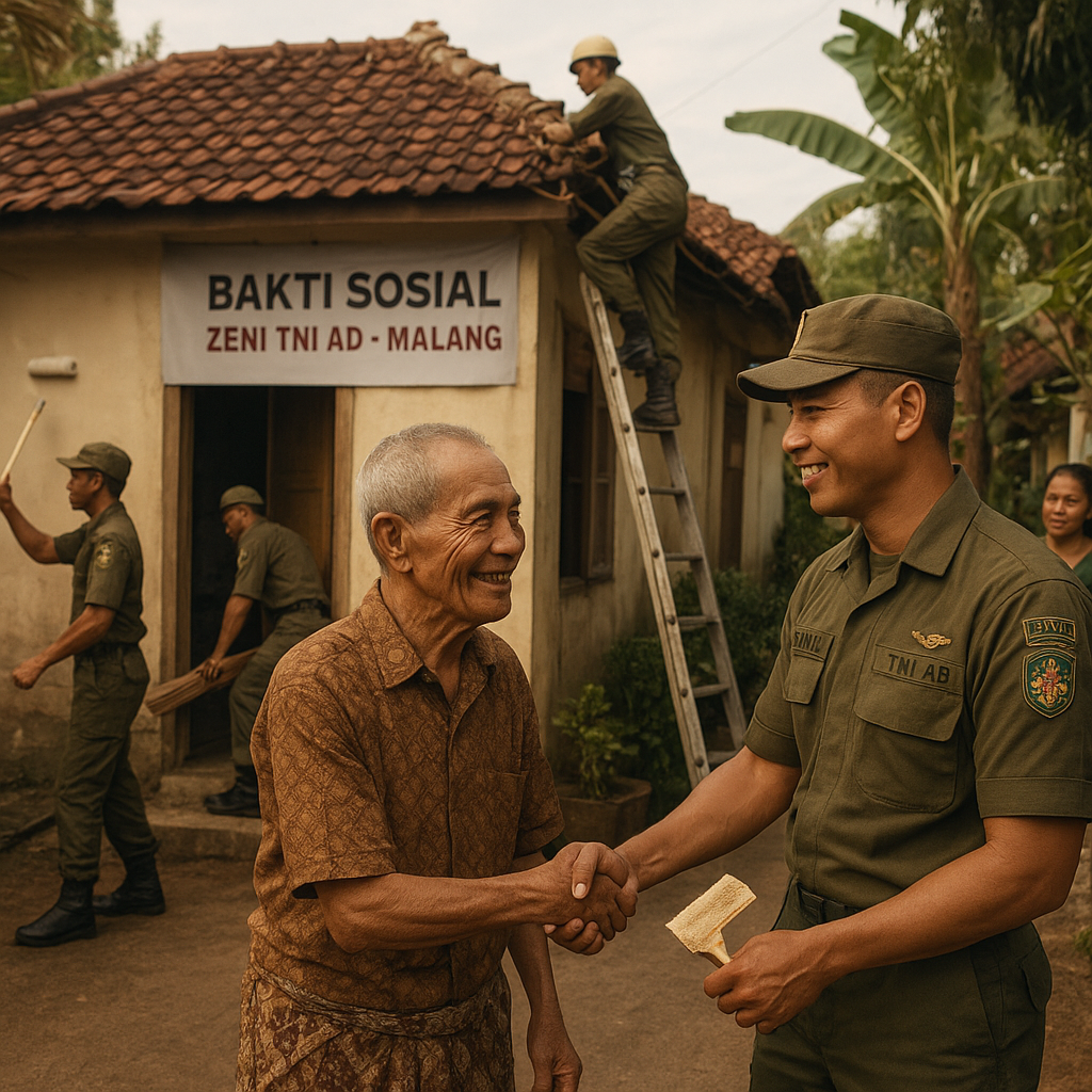 Zeni TNI AD Gelar Bakti Sosial dan Renovasi Rumah Veteran di Malang